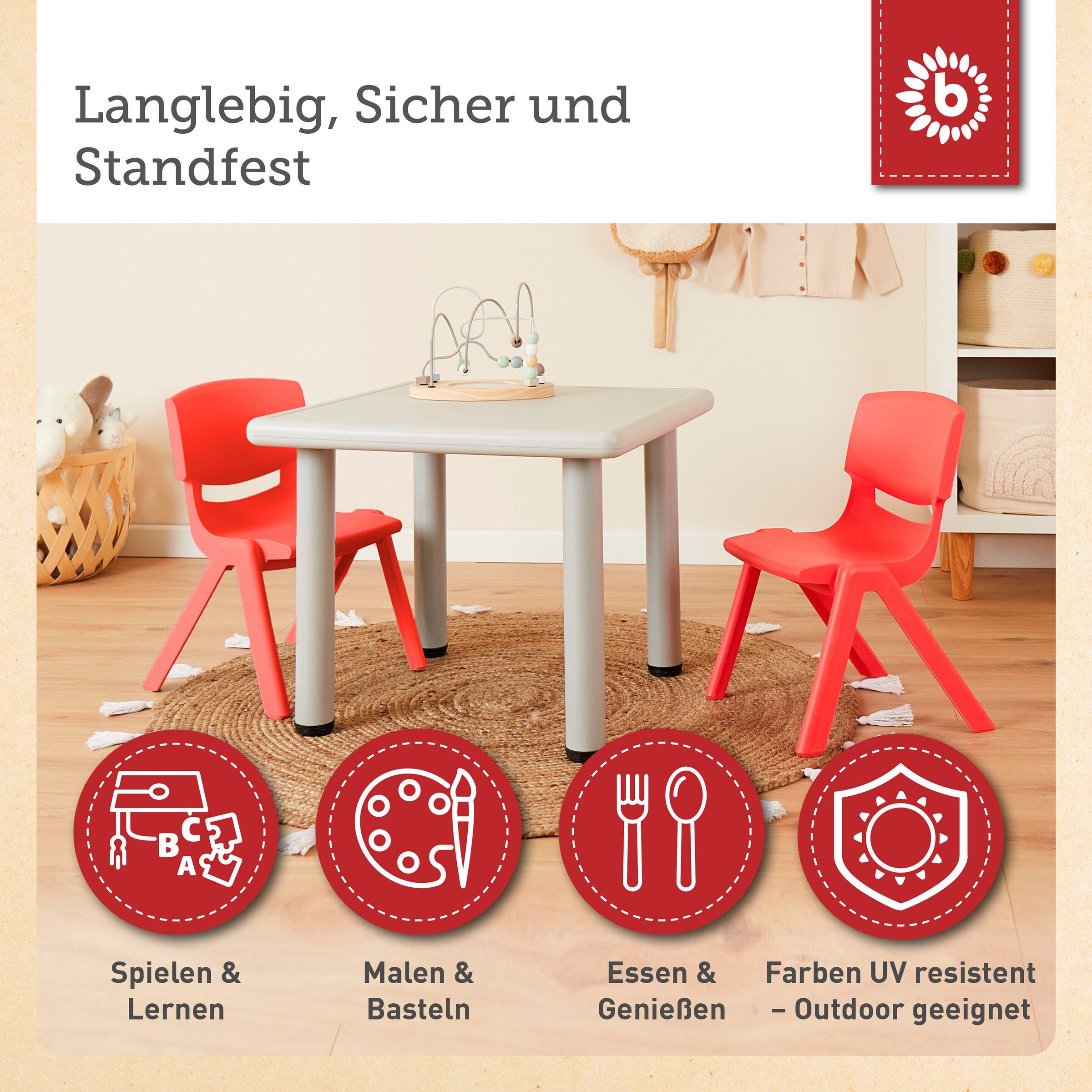 Bieco Kinderstuhl bis 80 kg belastbar Rot