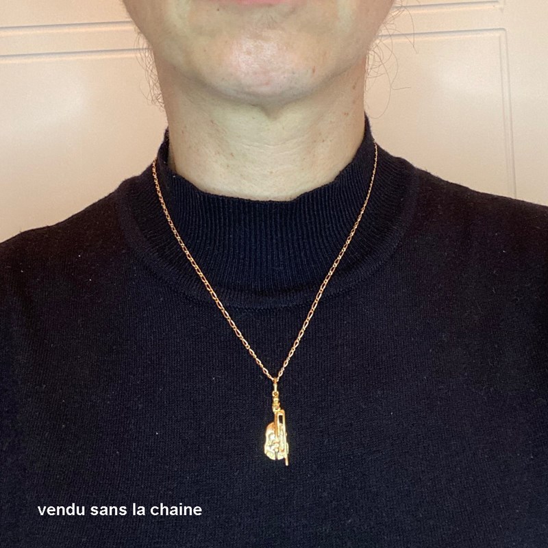 Pendentif violon et archet - Plaqué or