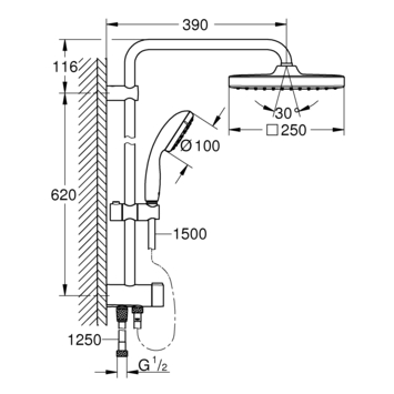 Grohe regendoucheset Quickfix Vitalio Start met handdouche 1 stand chroom