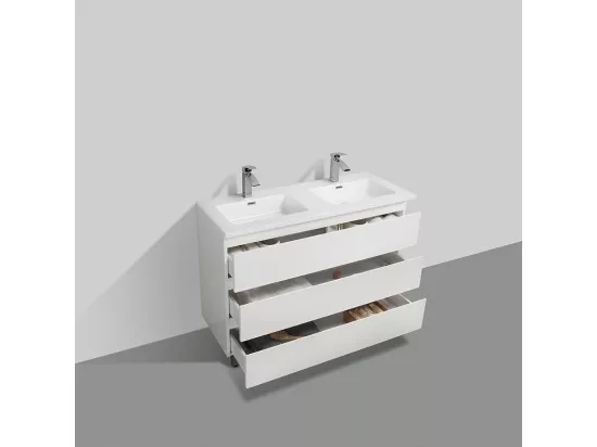 Meuble salle de bain design double vasque VERONA largeur 120 cm blanc laqué