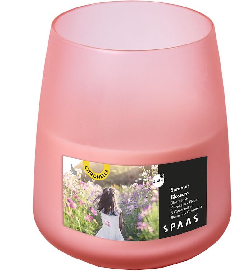 Spaas citronellakaars Summer Blossom bloemig roze 38 uur D 8,2 H 9,5 cm