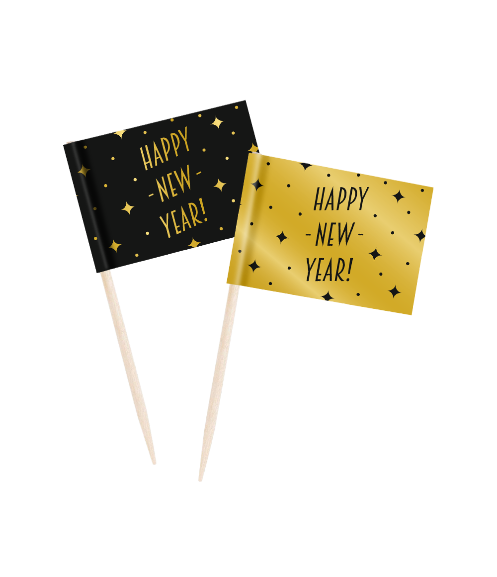 Cocktailprikkers Happy New Year 6,5cm 50st