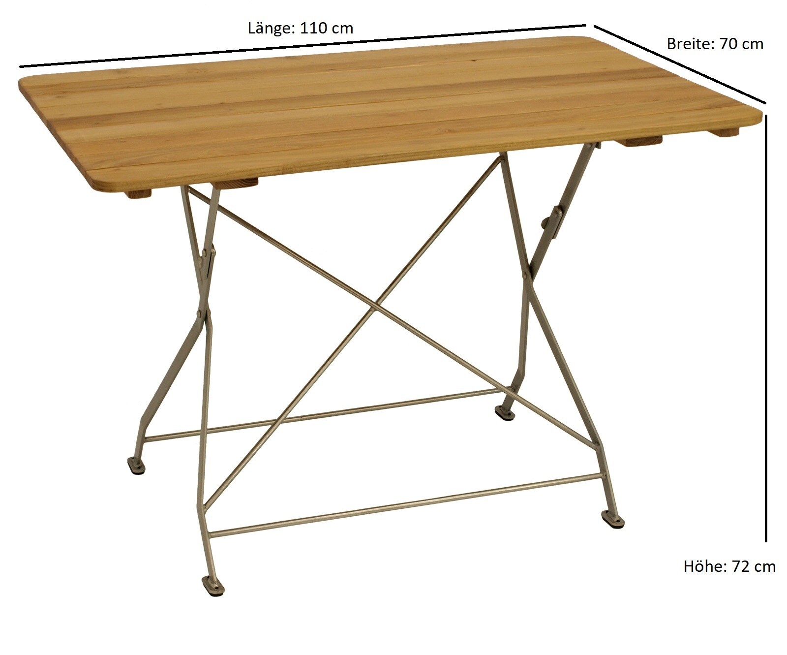 DEGAMO Klapptisch BAD TÖLZ 70x110cm rechteckig, Flachstahl verzinkt + Robinie