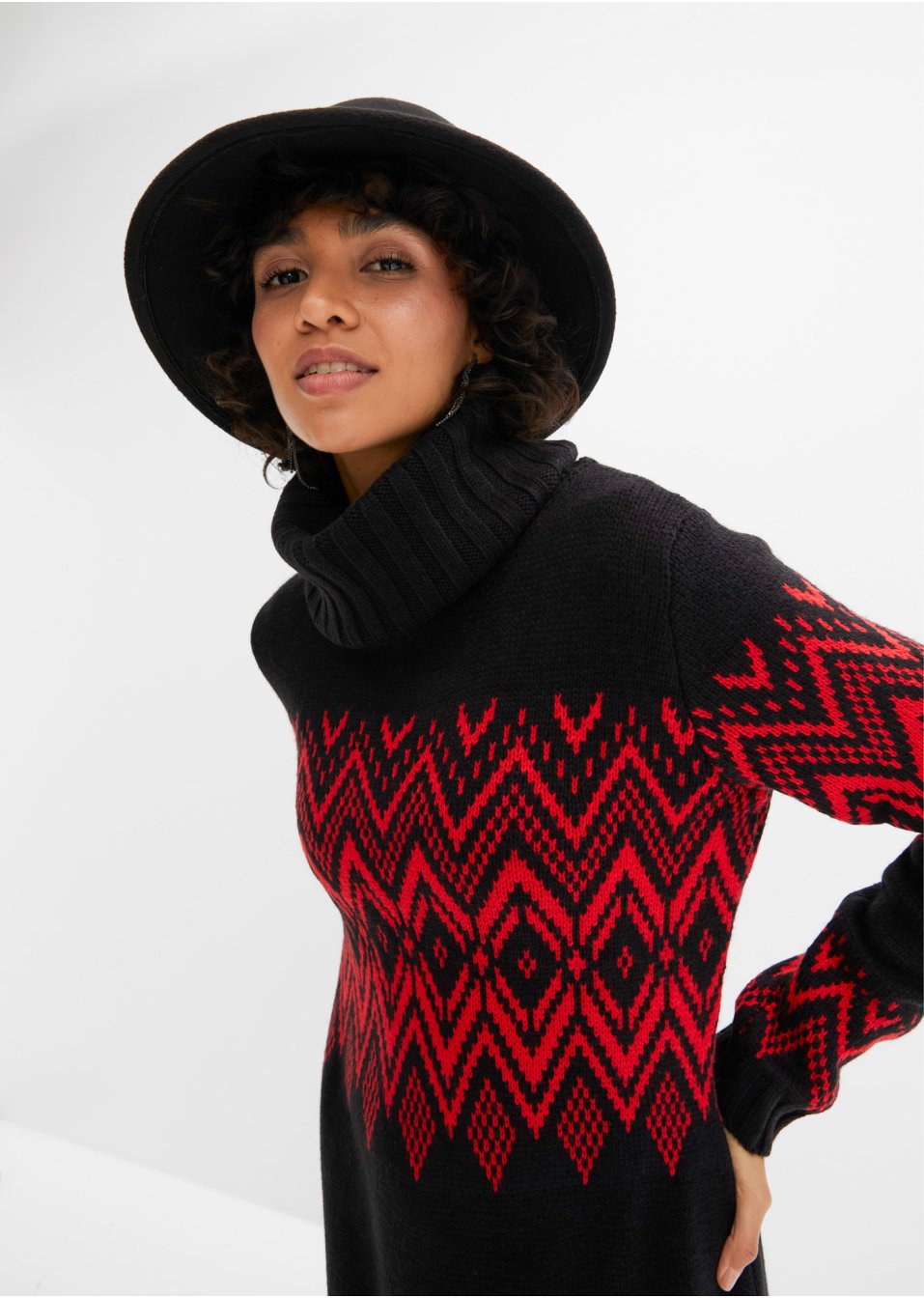 Robe midi en maille motif norvégien