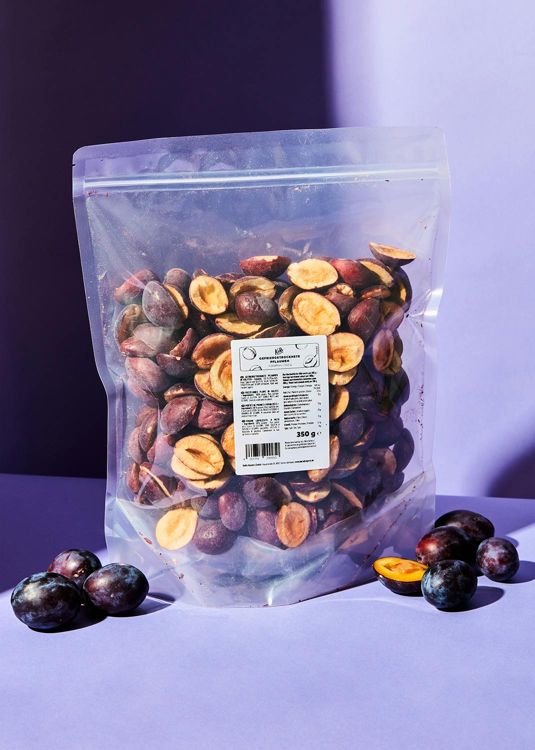 Gefriergetrocknete Pflaumenhälften 350 g