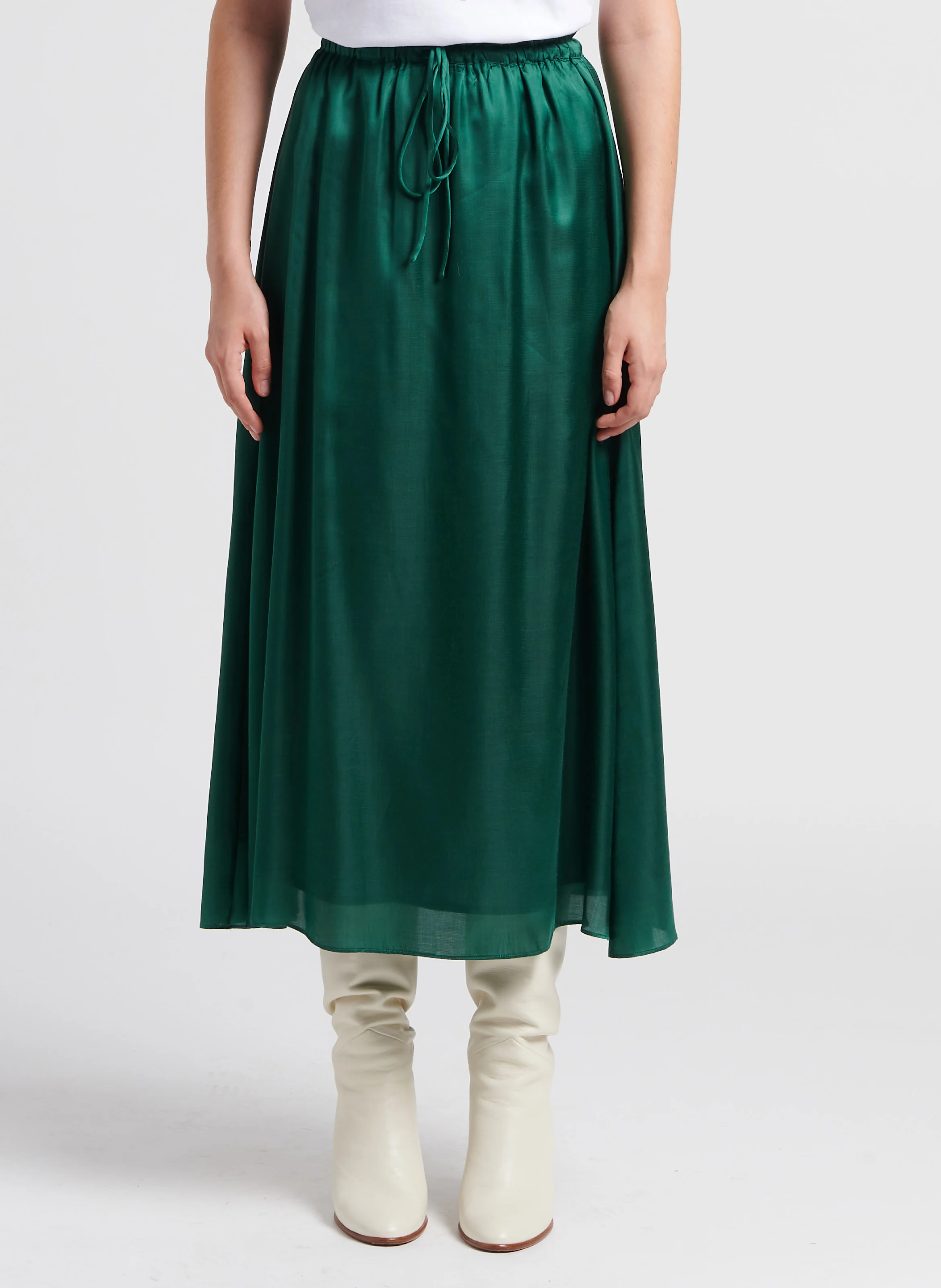 JULIETTE - Jupe midi évasée taille haute | Vert