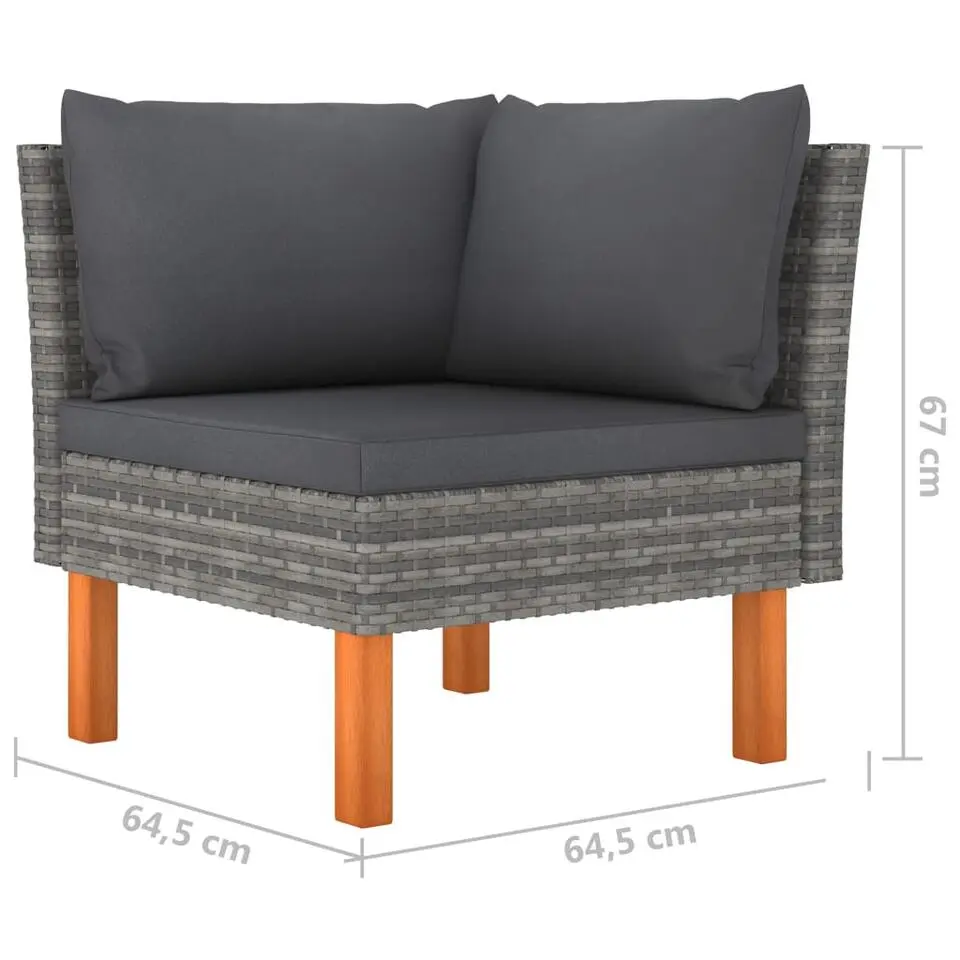 vidaXL - Tuinbank 4-sits - Grijs - Poly rattan -Met kussens