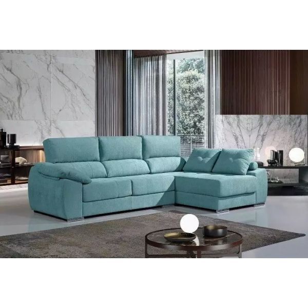 Sofá Chaise Longue Zaire Tecido Queens Jeans
