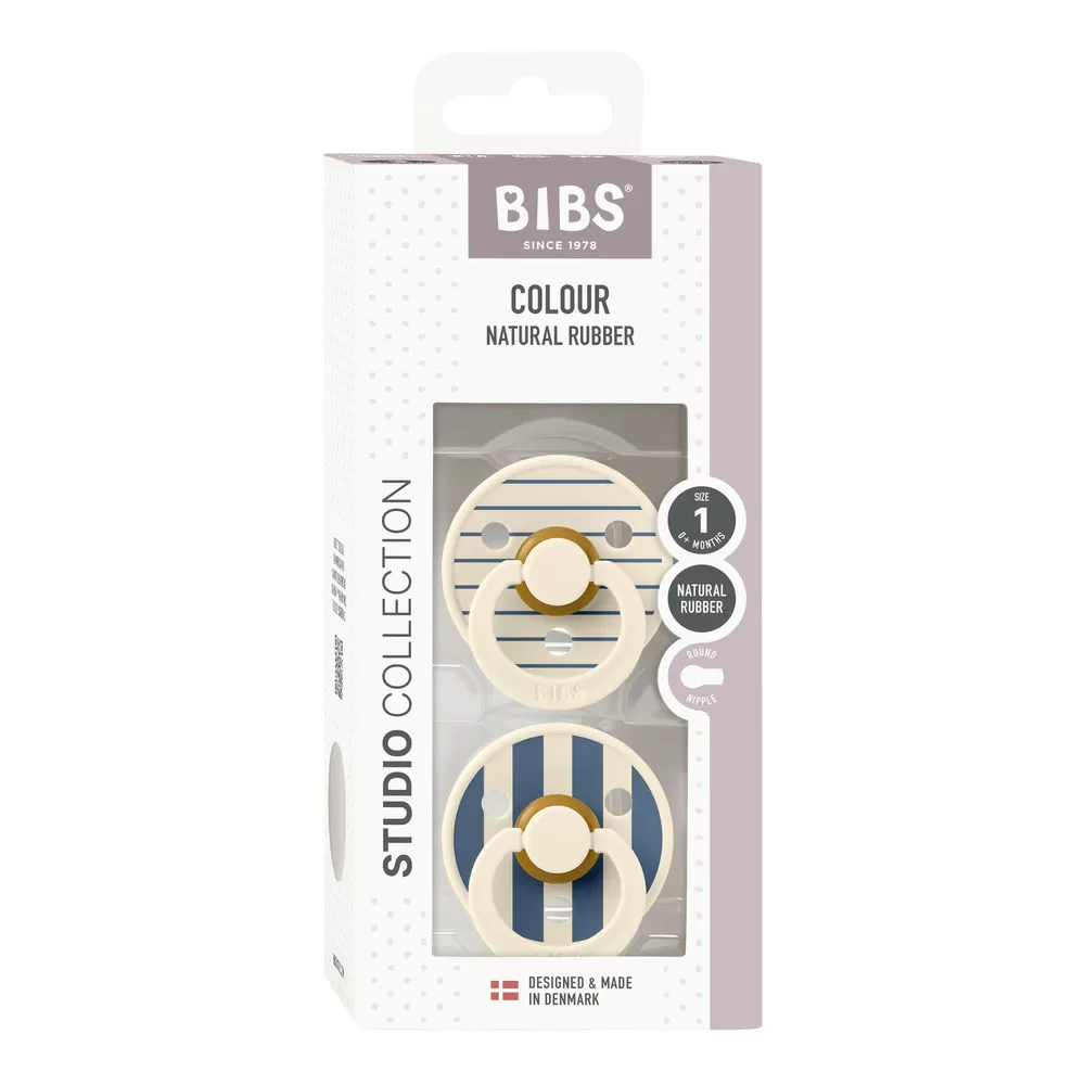 BIBS Studio Colour Pin Latex Ivory Steel Blue Mix 2 pak - Flere størrelser