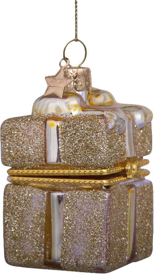 Vondels Ornament glass gold present w/ opening H5. 5cm Gold
