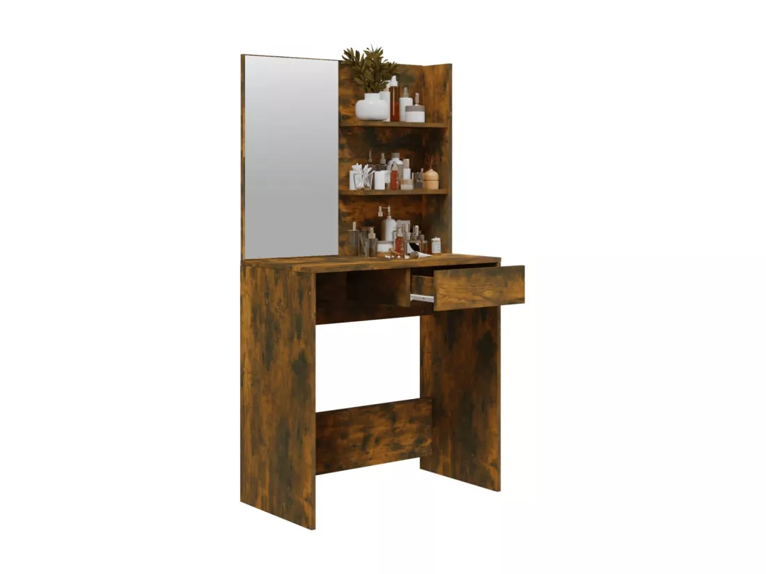 Coiffeuse avec miroir Chêne fumé 74,5x40x141 cm