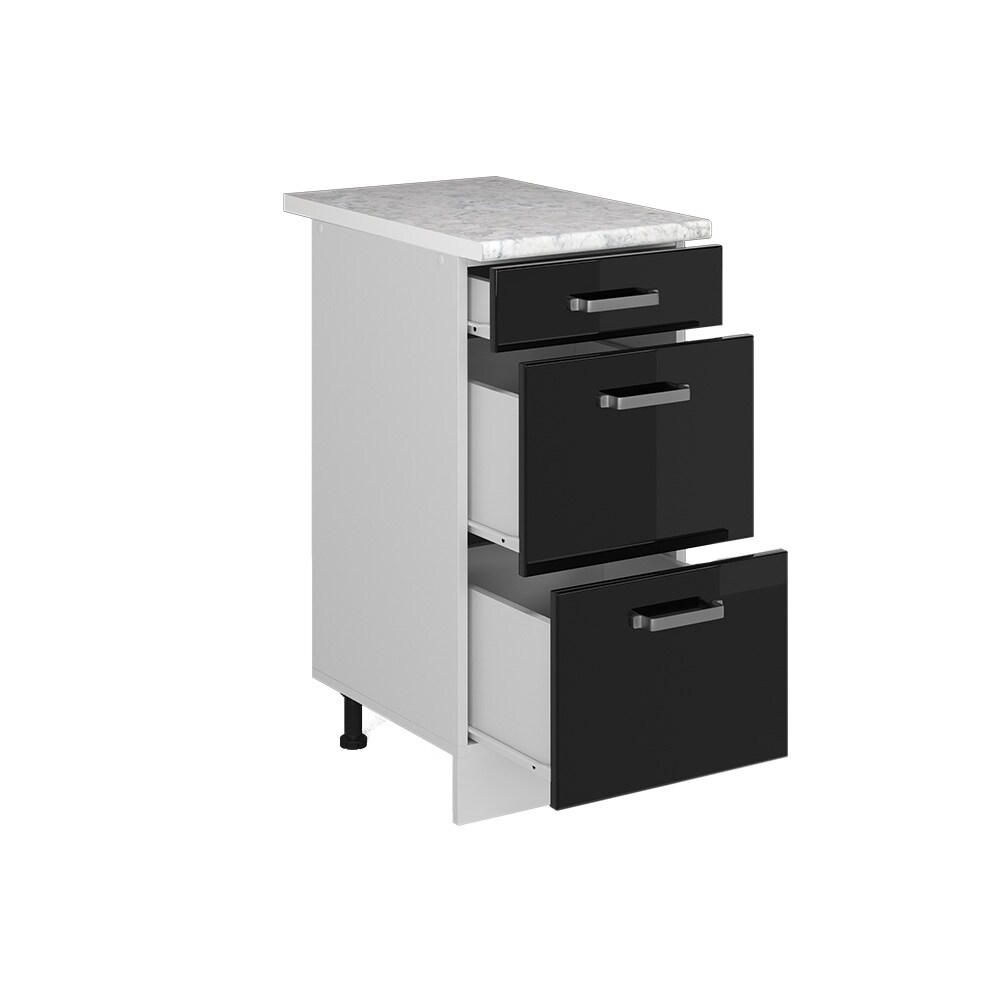 Vicco Schubladenunterschrank Küchenschrank R-Line Solid Weiß Schwarz 40 cm modern Arbeitsplatte