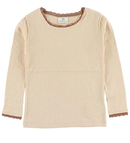 En Fant Pullover - Pfirsich m. einem Lochmuster