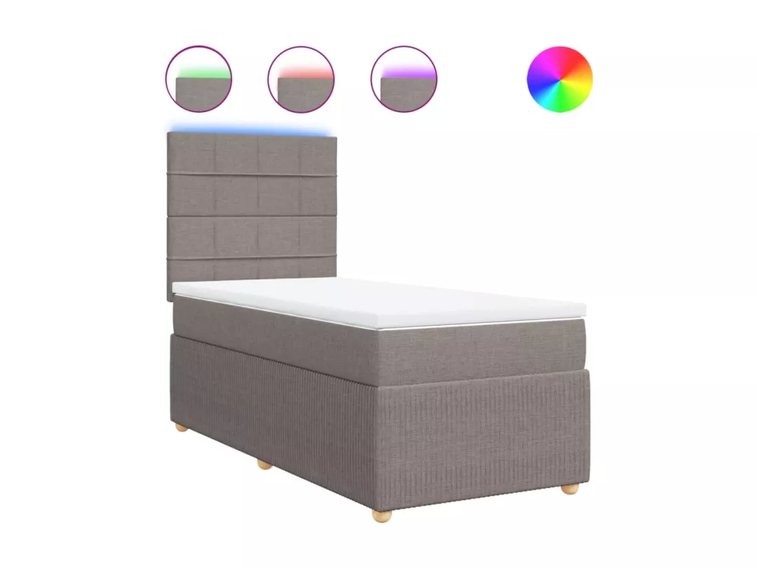 Sommier à lattes de lit avec matelas Taupe 90x190 cm Tissu