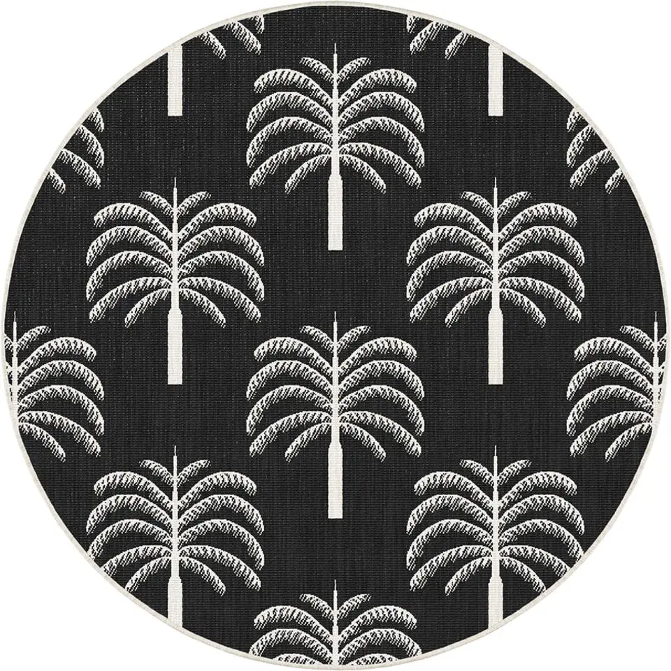 Interieur05 rond buitenkleed zwart/wit Oase - 200 x 200 cm