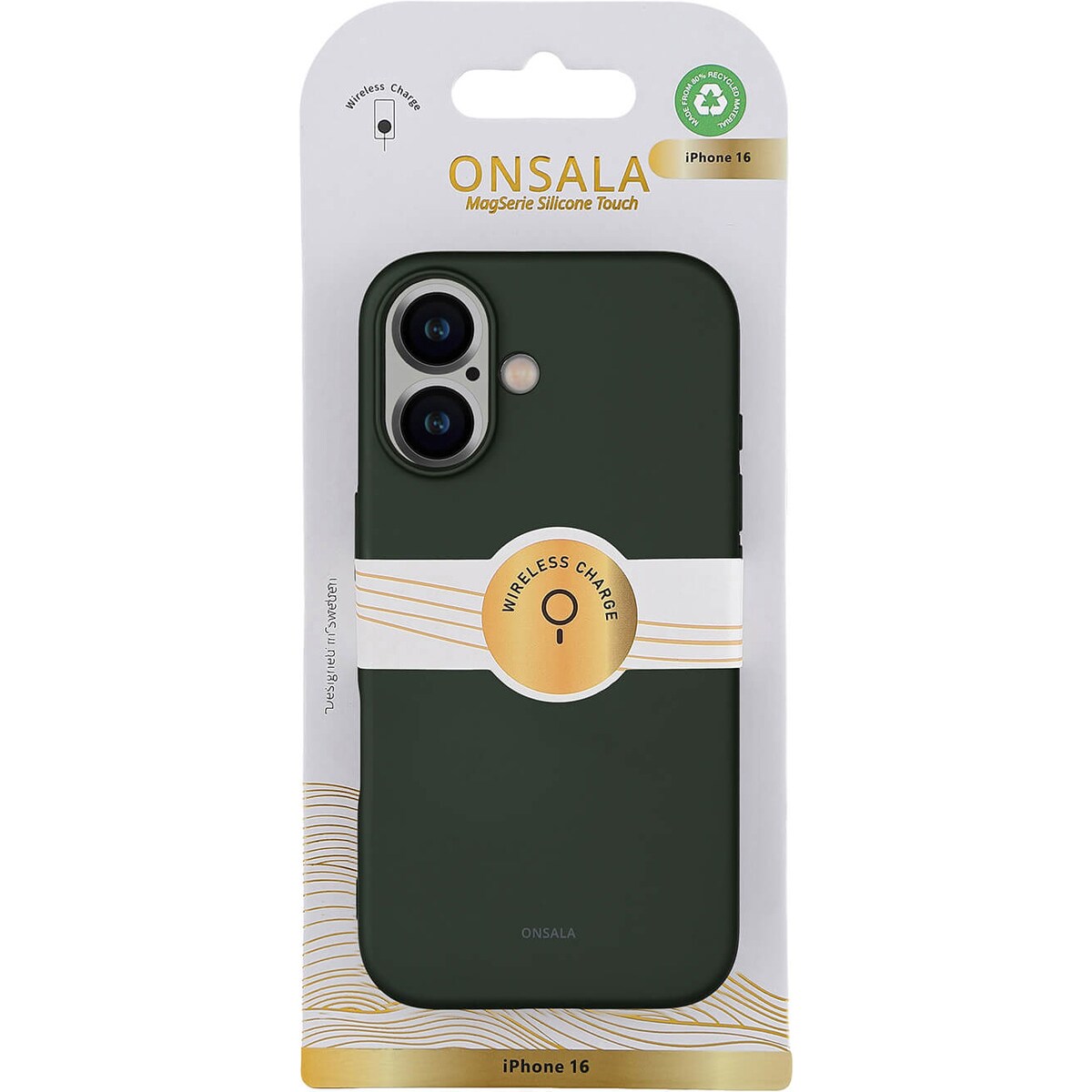 Onsala iPhone 16 silikondeksel (olivengrønn)