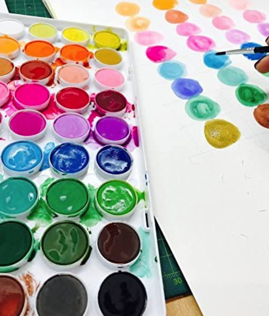 Künstler Aquarell Malkasten Wasserfarben Palette inkl. Pinsel - Bunt