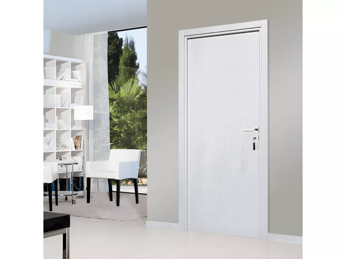 Bloc-porte pose fin de chantier collection Premium Miro, H.204 x l.83 cm, aspect chêne blanc, réversible