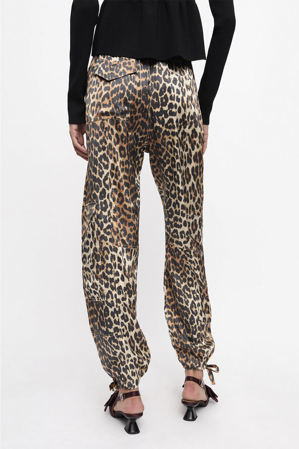 Ganni Printed Satin Pants Leopard