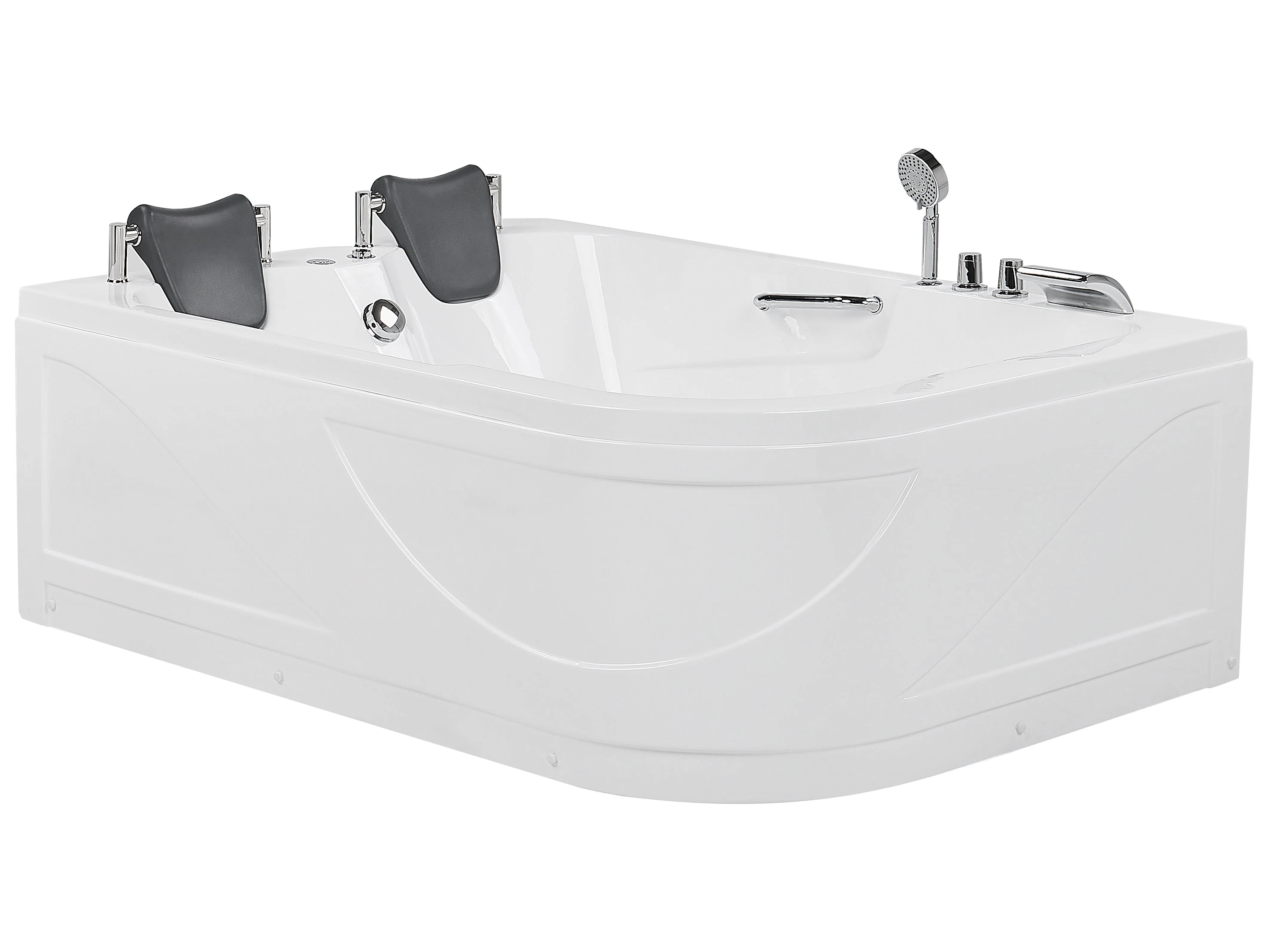 Hoek bubbelbad met LED BAYAMO rechtszijdig 170 x 120 cm Wit