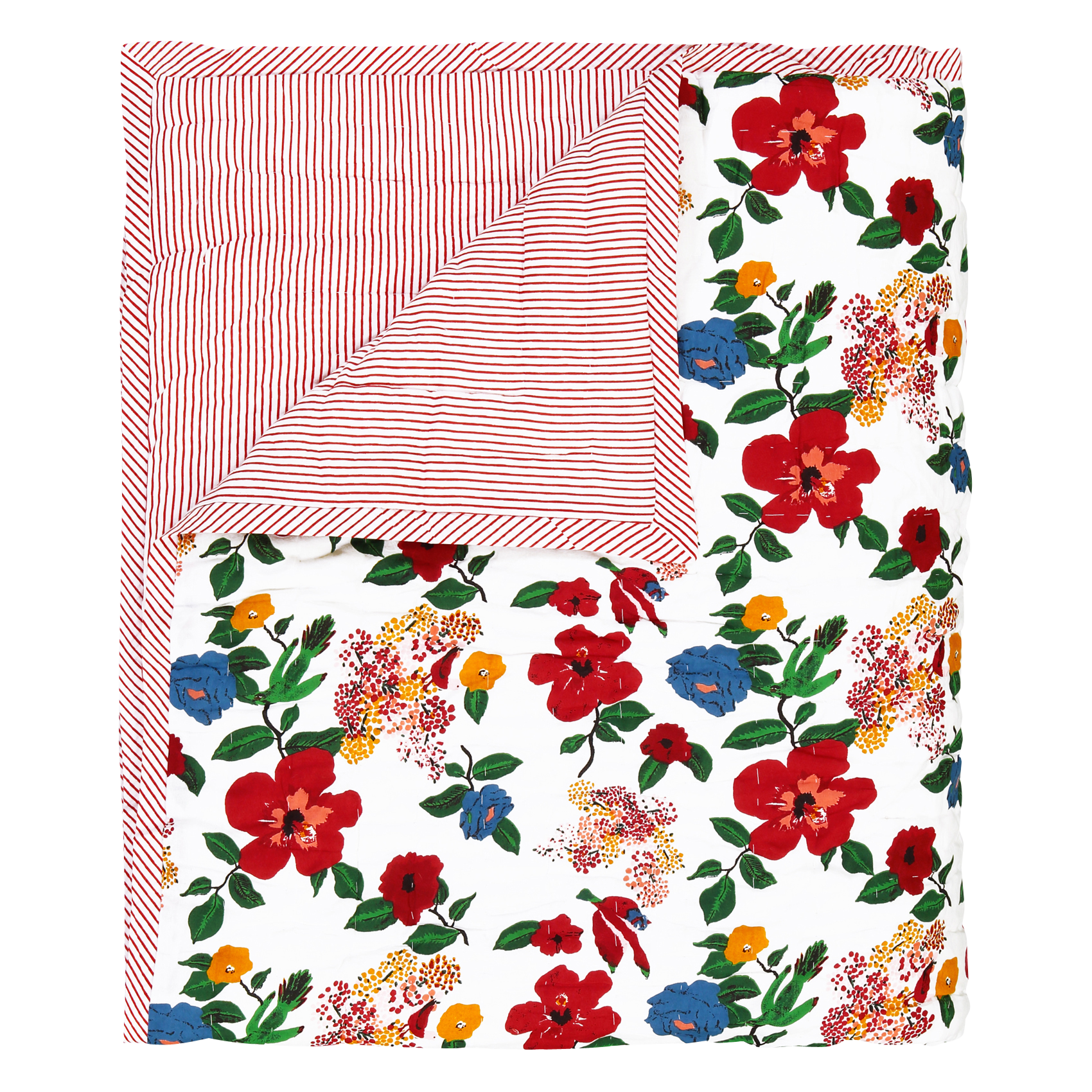 Plaid S matelassé réversible en coton | Rouge