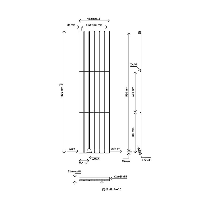 Radiateur eau chaude Blyss Faringdon blanc 762W vertical