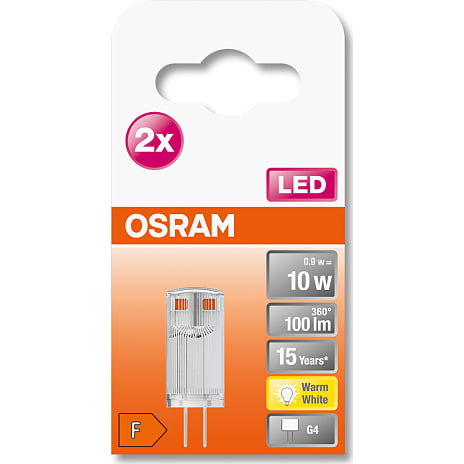 Osram 2 pak LED pin 10W - varmt hvidt lys