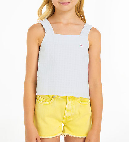 Tommy Hilfiger Top - Seersucker-Gingham - Weiß