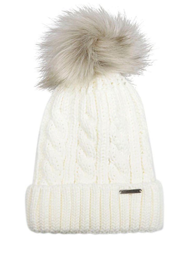 chillouts Bommelmütze »Joan Hat« Mit Fake-Fur Pom Pom, Zopfmuster