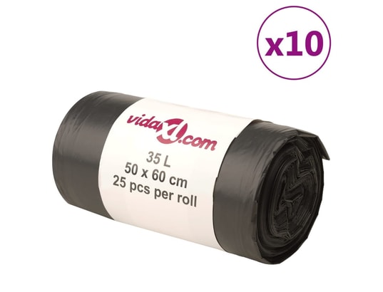 VIDAXL - Sacs poubelles 250 pcs noir 35 l