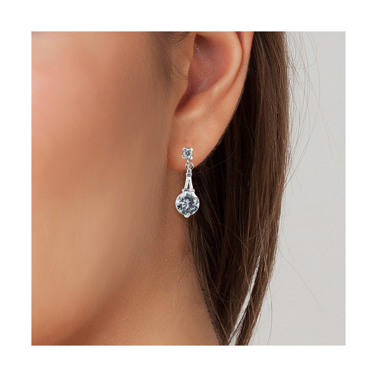 Boucles d'oreilles Tour Eiffel SC Crystal orné de Cristaux scintillants