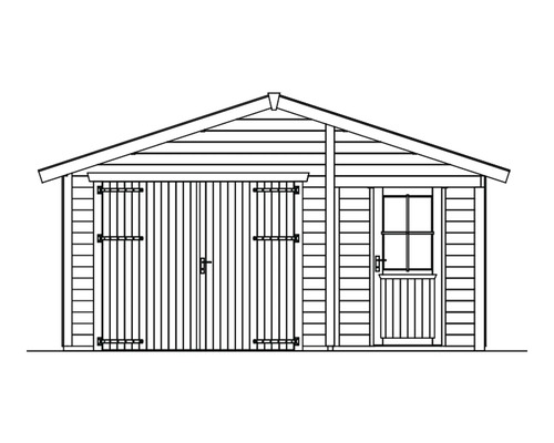 SKAN enkele garage, hout, Varberg 2, 540 x 585 cm, leisteen
