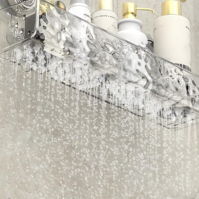 (2er Set) Duschregal Selbstklebende Badezimmer Eckablage Wand Halterung Abnehmbarer Duschkorb - Transparent