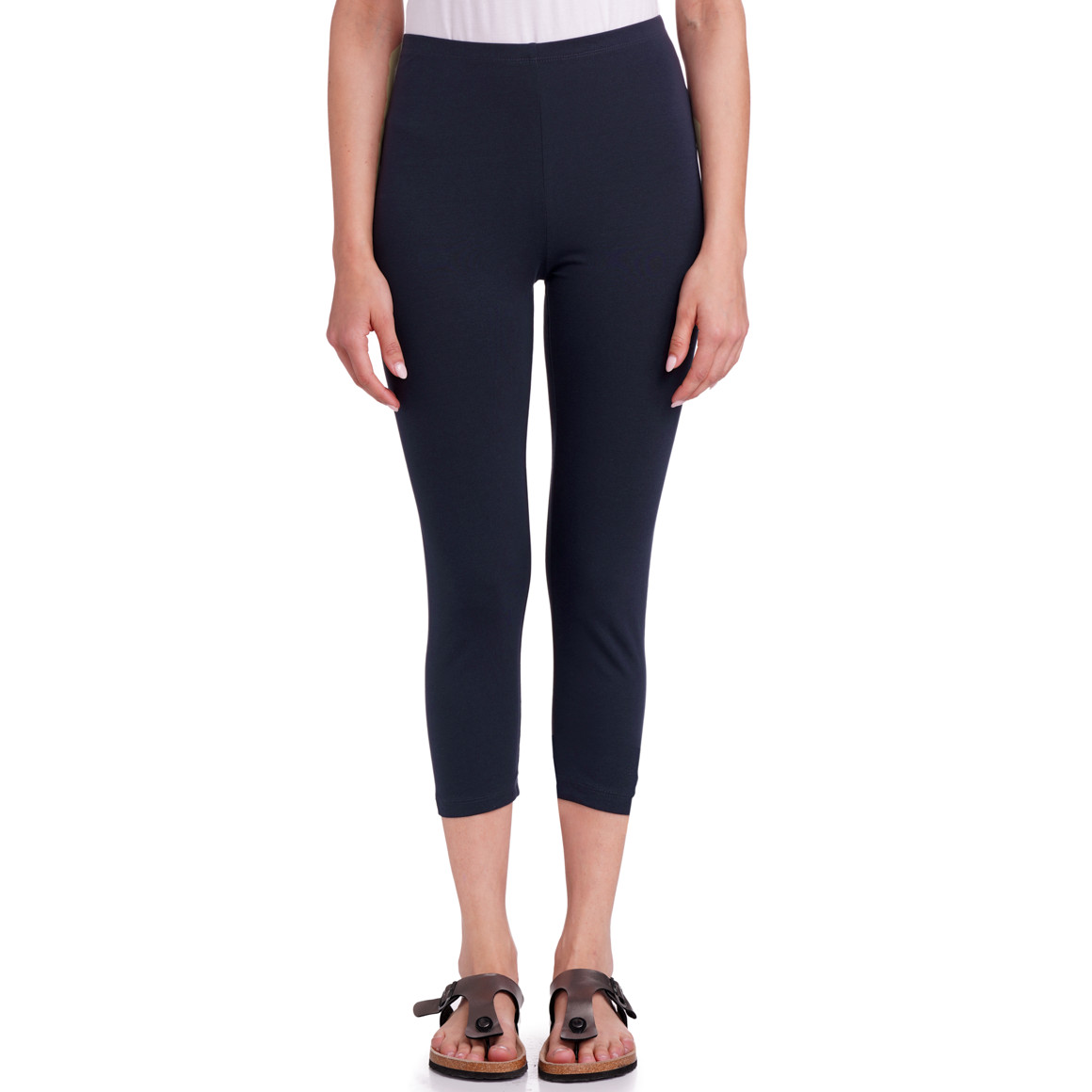 Famy 2 Damen 3/4-Leggings unifarben dunkelblau / weiss