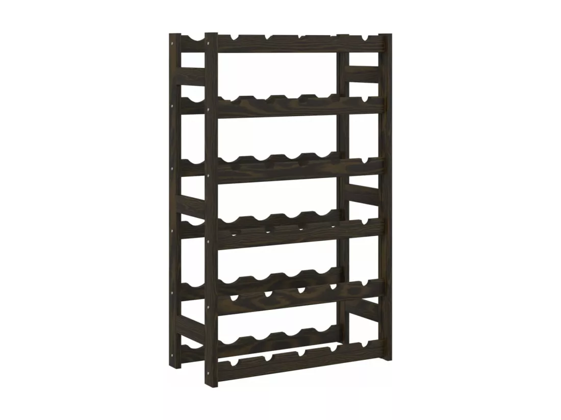 Casier à bouteilles pour 30 bouteilles noir bois pin solide