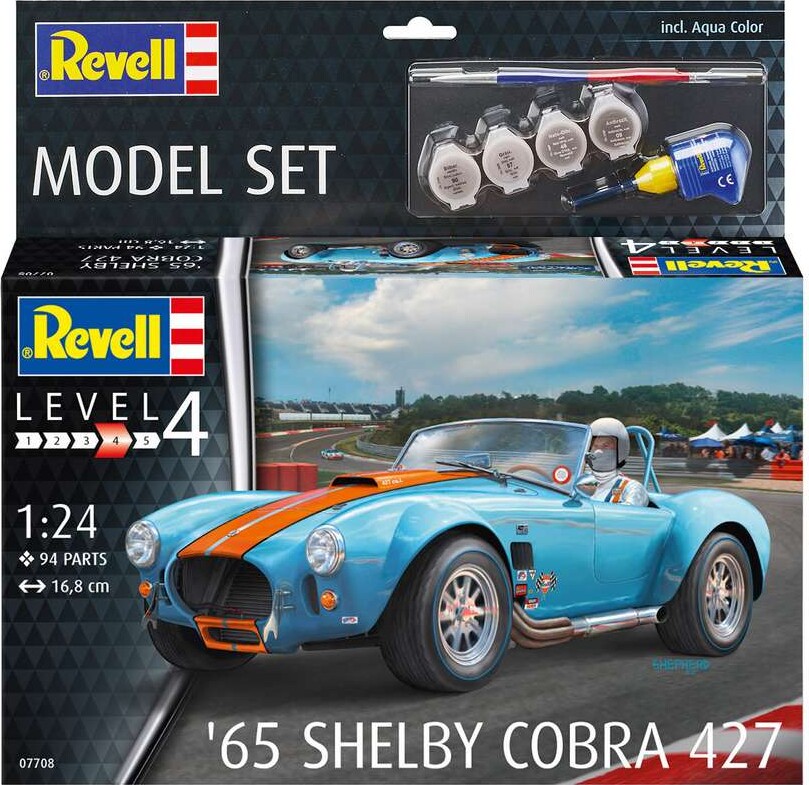Revell - '65 Shelby Cobra 427 Bil Byggesæt Inkl. Maling - 1:24 - Level 4 - 67708