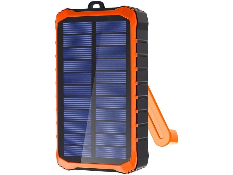 4smarts Solar-Powerbank Prepper 12.000 mAh Robuste Outdoor Powerbank mit Solarpanel und Handkurbel