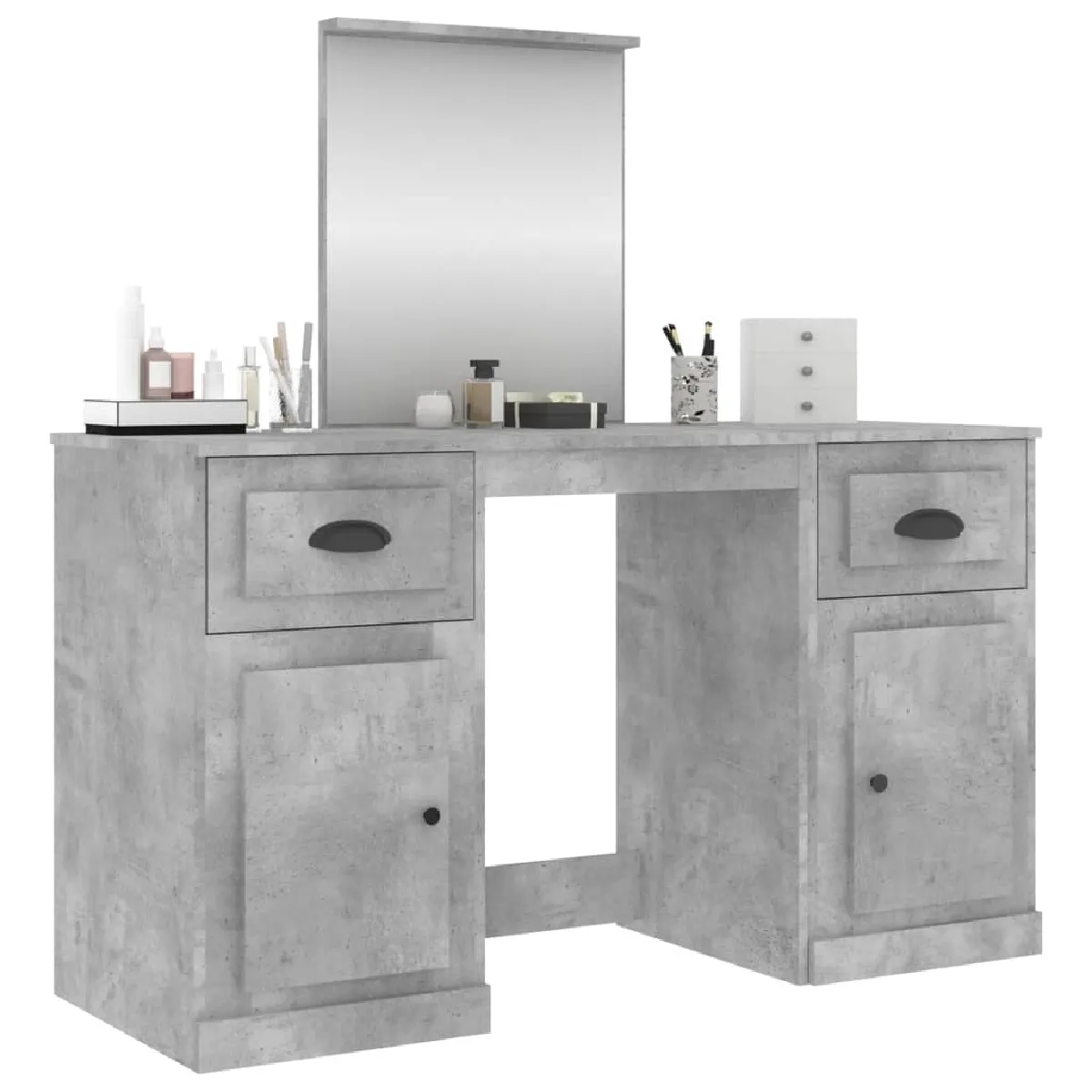 vidaXL Coiffeuse avec miroir - Gris béton