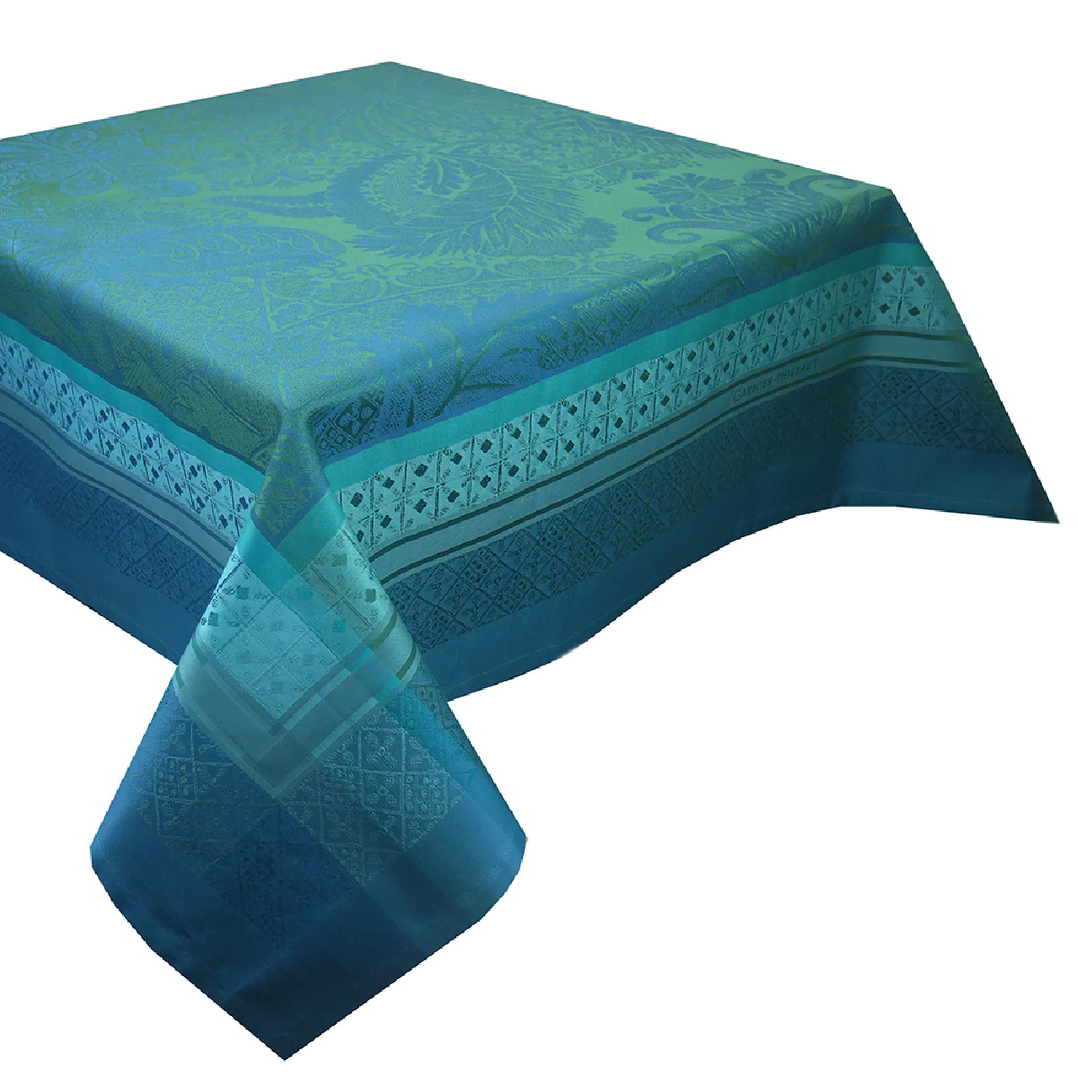 Nappe antitache déperlant pur coton bleu 174X304 Garnier Thiebaut