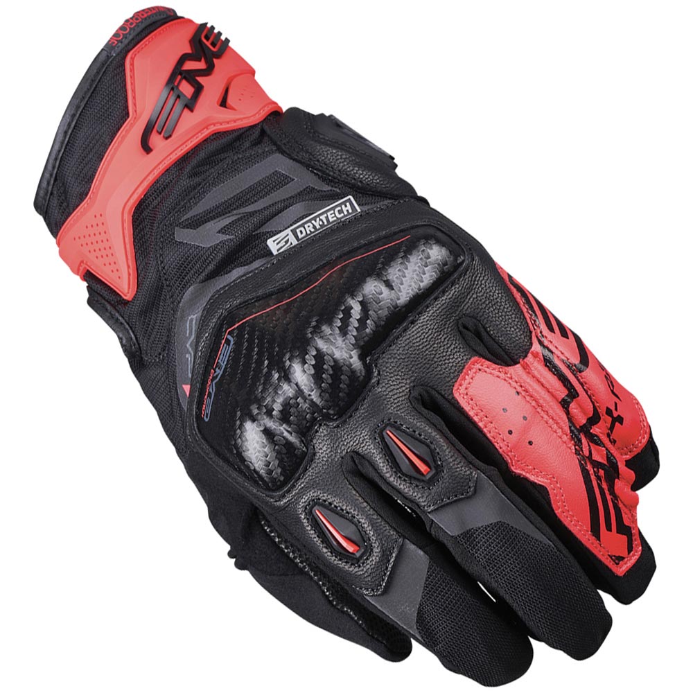 Five - Gants X-Rider Waterproof Noir / Rouge fluo
