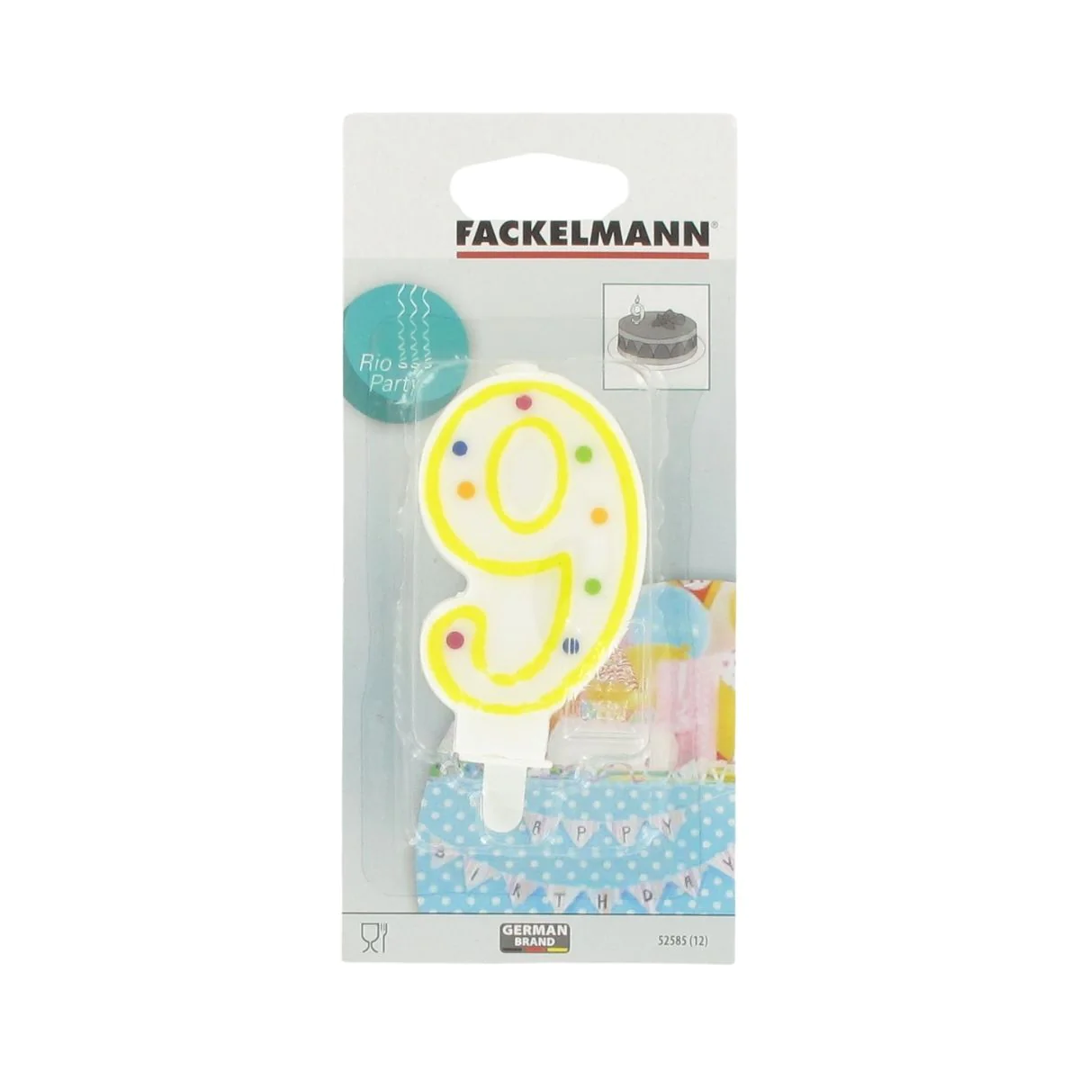 Bougie anniversaire chiffre 9 Rio Party Fackelmann