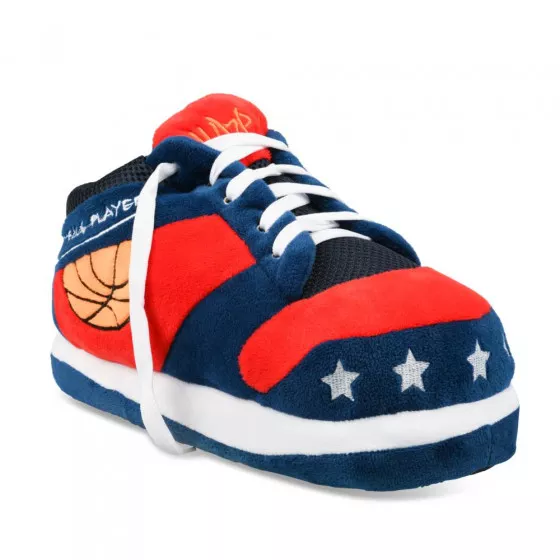Chaussons peluche basketball BLEU DENIM SIDE