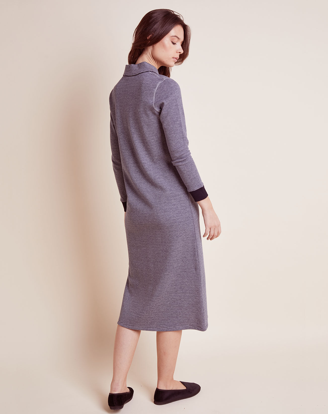 Le Chat Robe Cork en coton à rayures marine/gris chiné