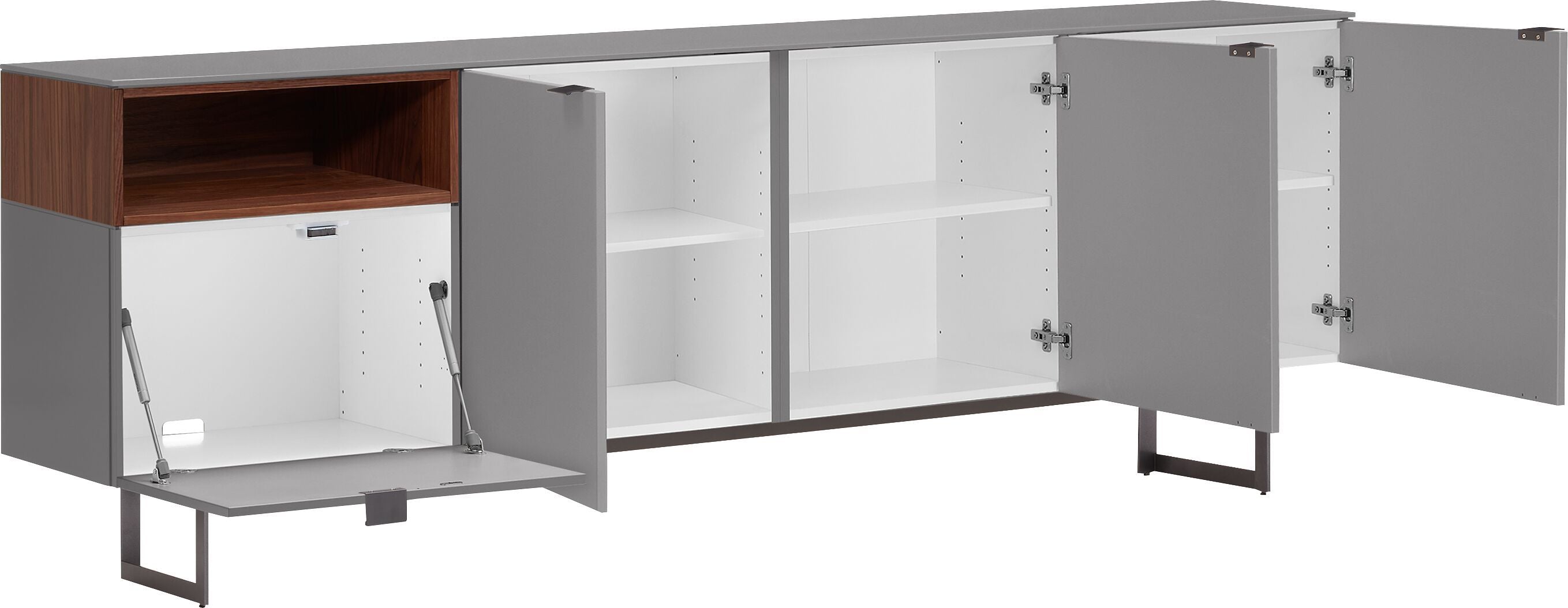 Sideboard - Mittelgrau / B: 196.0 cm x T: 40.0 cm x H: 82.6 cm