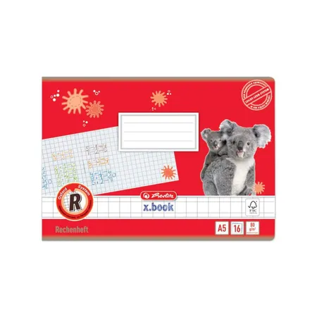 Herlitz Rechenhefte DIN A5, quer, 16 Blatt, Lineatur R, kariert, 5 Stück