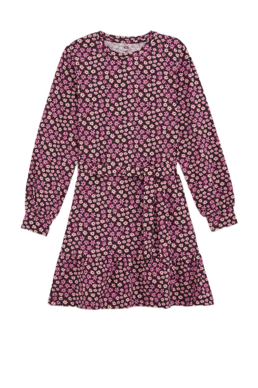 WE Fashion gebloemde jurk zwart/roze/beige