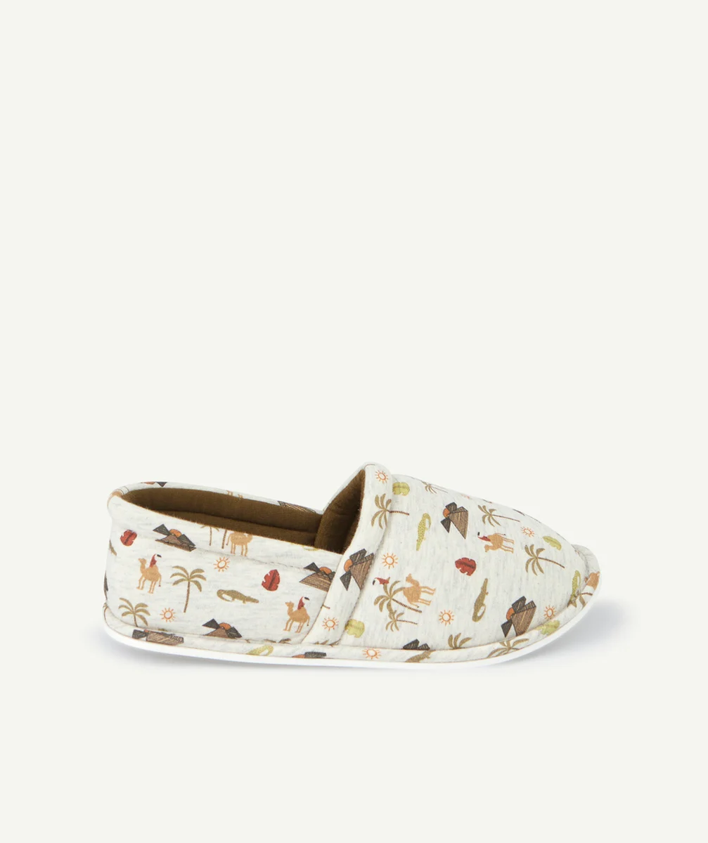 CHAUSSONS GARÇON ÉCRU CHINÉ THÈME DÉSERT