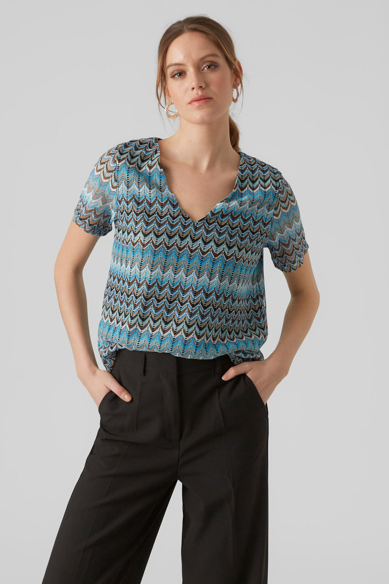 Blusa de manga curta - Azul