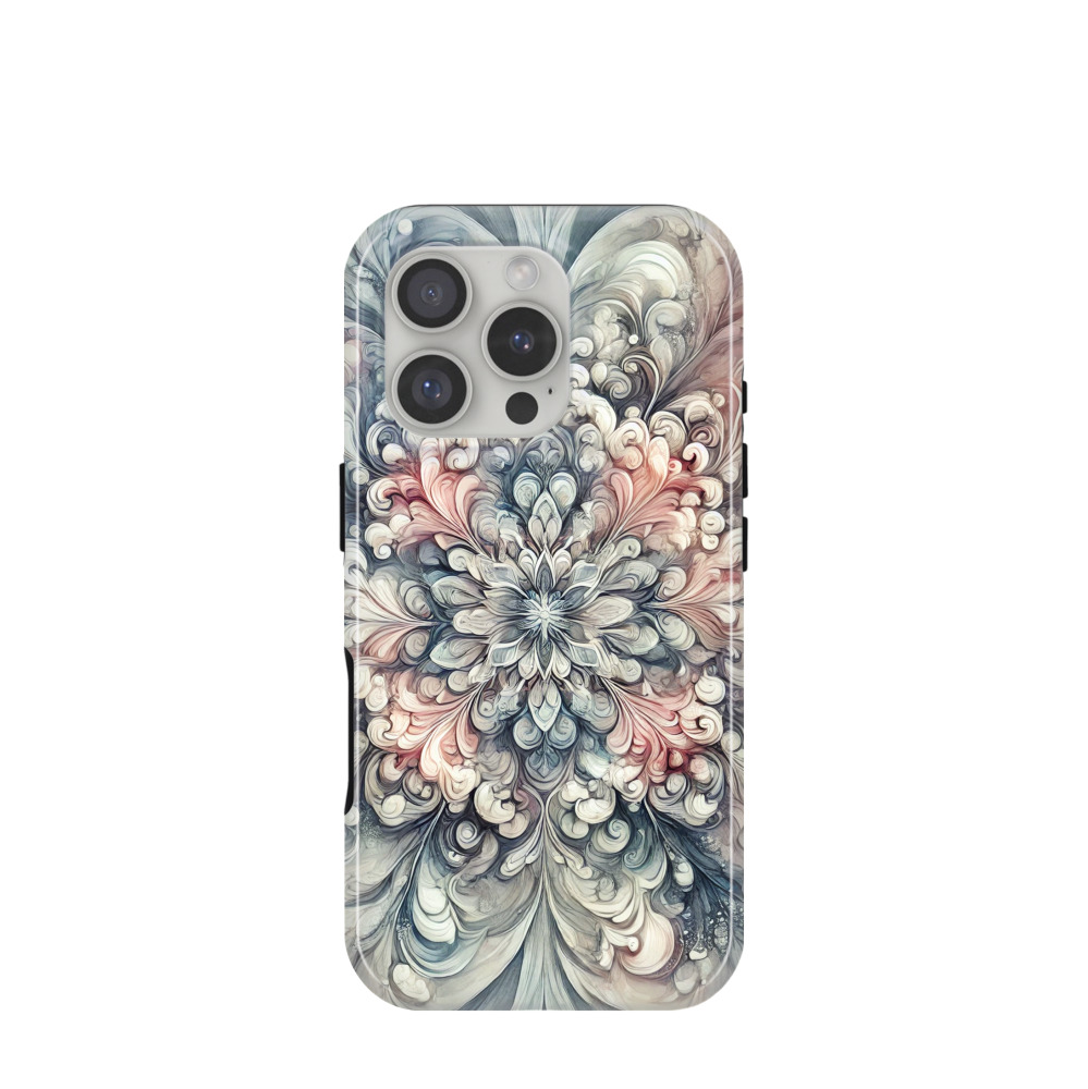 iPhone 16 Pro Hybrid (Kunststoff / Gummi) Hülle Aquarell Mandala - Rosegold