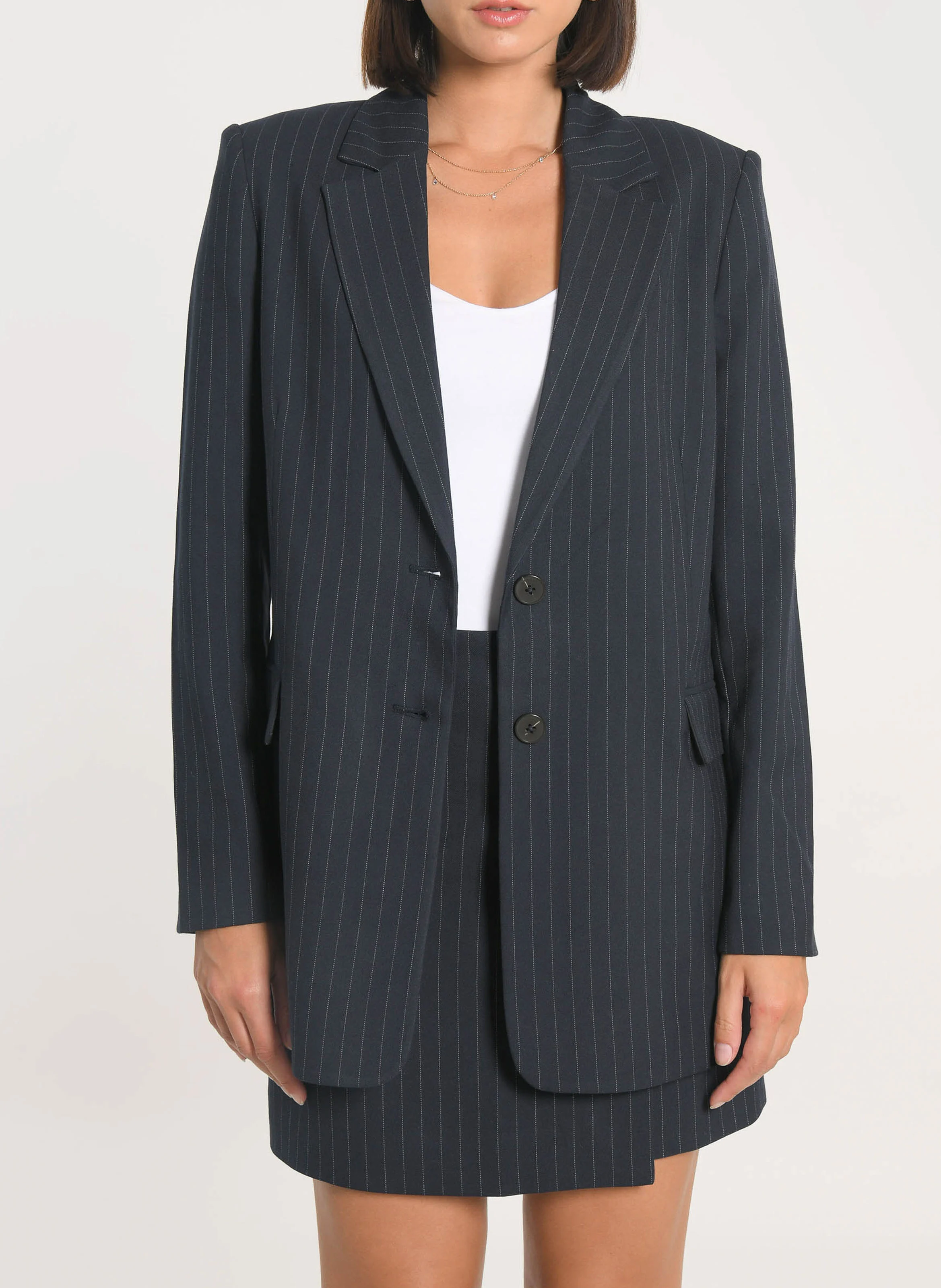 AUDREY - Veste droite rayée | Bleu